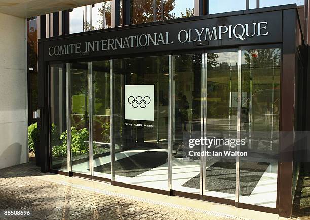 General view of out side the International Olympic Committee headquarters during the IOC Executive Board meeting on June 16, 2009 in Lausanne,...