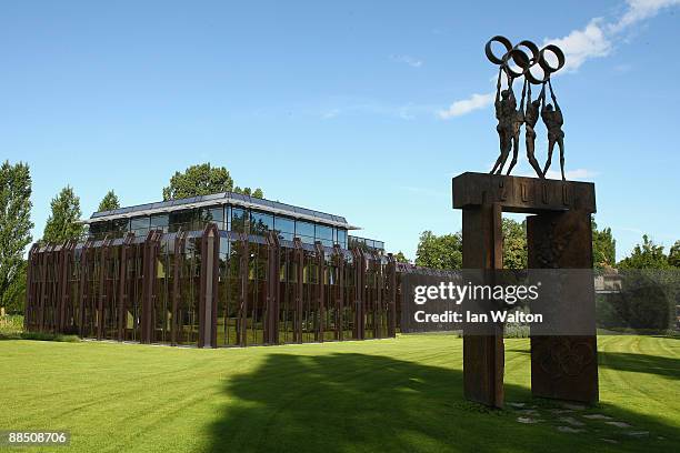 General view of out side the International Olympic Committee headquarters during the IOC Executive Board meeting on June 16, 2009 in Lausanne,...