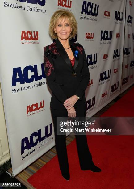 Jane Fonda attends ACLU SoCal Hosts Annual Bill of Rights Dinner at the Beverly Wilshire Four Seasons Hotel on December 3, 2017 in Beverly Hills,...