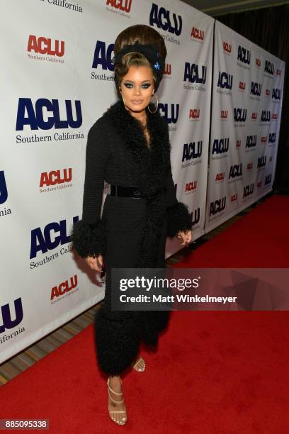 Andra Day attends ACLU SoCal Hosts Annual Bill of Rights Dinner at the Beverly Wilshire Four Seasons Hotel on December 3, 2017 in Beverly Hills,...