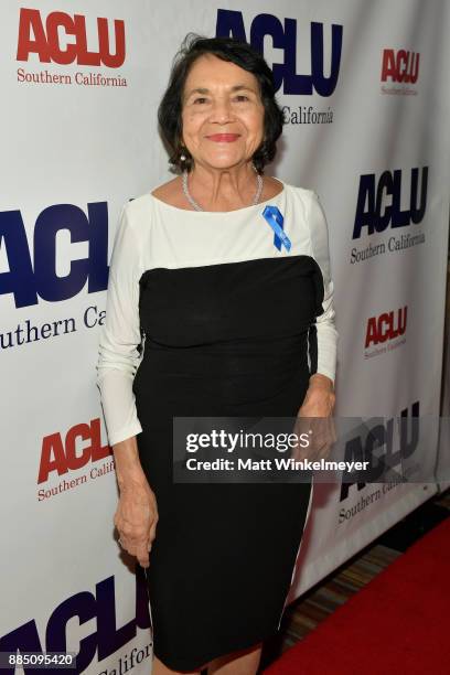 Honoree Dolores Huerta attends ACLU SoCal Hosts Annual Bill of Rights Dinner at the Beverly Wilshire Four Seasons Hotel on December 3, 2017 in...