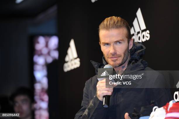 David Beckham attends adidas promotional event on December 3, 2017 in Shanghai, China.