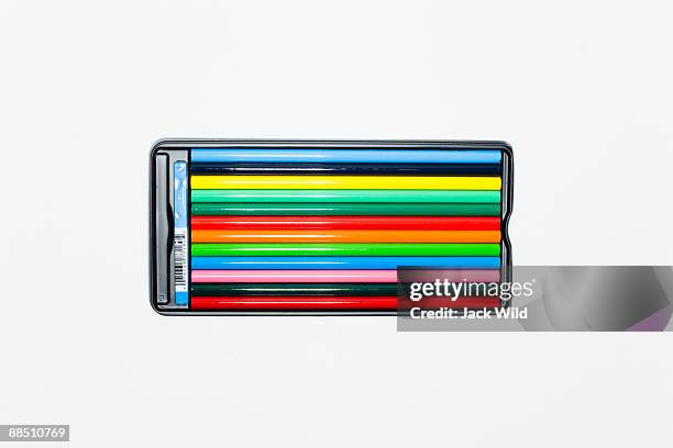 the colored pencil of the new article - feature article stock pictures, royalty-free photos & images