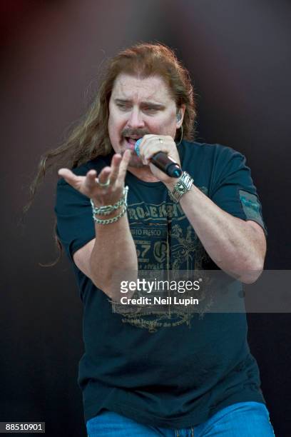 James LaBrie of Dream Theater performs on stage on day 3 of Download Festival at Donington Park on June 14, 2009 in Donington, England.