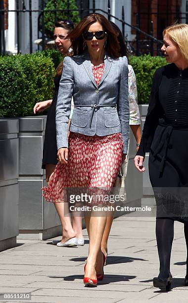 Crown Princess Mary of Denmark attends a luncheon at the Ambassador of Denmark's residence on June 16, 2009 in London, England.