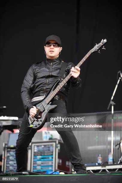 Gareth McGrillen of Pendulum performs on stage on day 2 of Download Festival at Donington Park on June 13, 2009 in Donington, England.