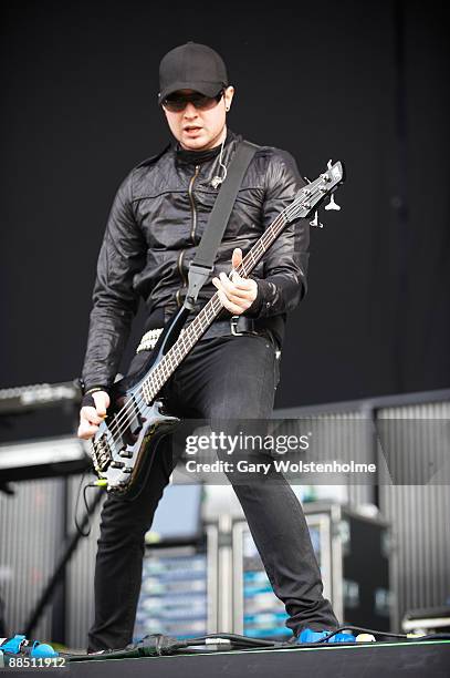 Gareth McGrillen of Pendulum performs on stage on day 2 of Download Festival at Donington Park on June 13, 2009 in Donington, England.