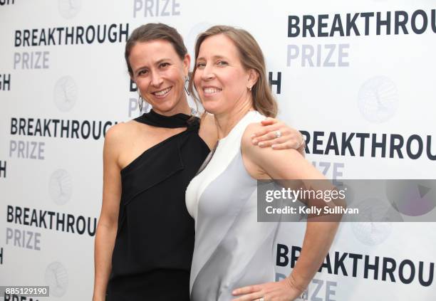 Of 23andMe Anne Wojcicki and YouTube CEO Susan Wojcicki attend the 2018 Breakthrough Prize at NASA Ames Research Center on December 3, 2017 in...