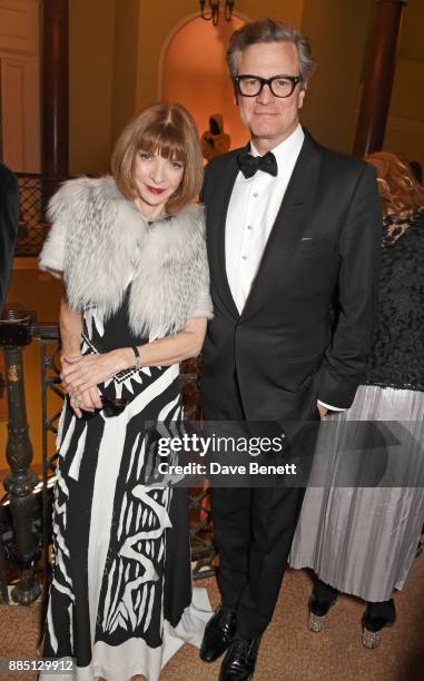 Anna Wintour and Colin Firth attend a drinks reception ahead of the London Evening Standard Theatre Awards 2017 at the Theatre Royal, Drury Lane, on...