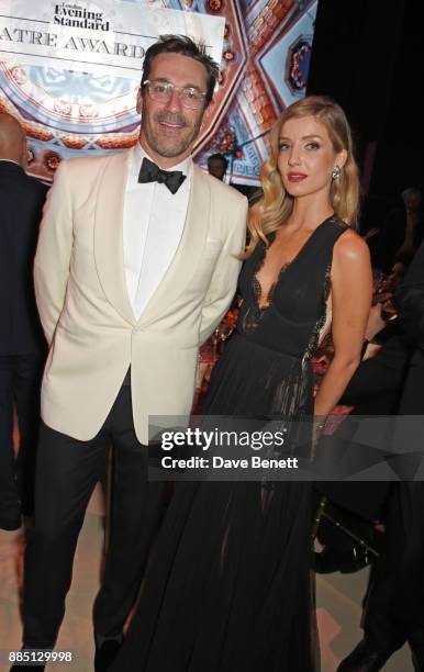 Jon Hamm and Annabelle Wallis attend the London Evening Standard Theatre Awards 2017 at the Theatre Royal, Drury Lane, on December 3, 2017 in London,...