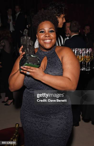 Amber Riley attends the London Evening Standard Theatre Awards 2017 after party at the Theatre Royal, Drury Lane, on December 3, 2017 in London,...
