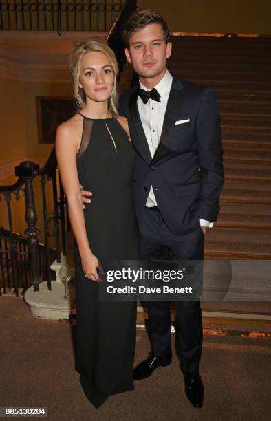 Jodie Spencer and Jeremy Irvine attend a drinks reception ahead of the London Evening Standard Theatre Awards 2017 at the Theatre Royal, Drury Lane,...