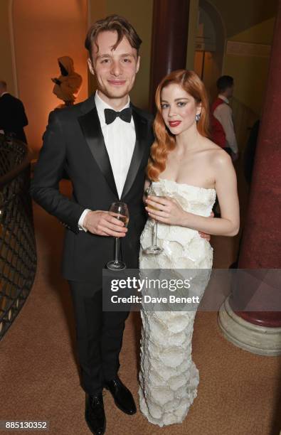 Luke Thallon and Charlotte Hope attend a drinks reception ahead of the London Evening Standard Theatre Awards 2017 at the Theatre Royal, Drury Lane,...