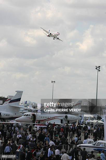 The Russian Sukhoi Superjet 100 performs its flying display on June 16, 2009 during the 48th international Paris Air Show at Le Bourget airport. The...