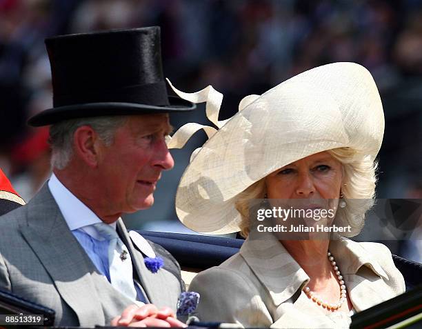 Camilla, Duchess of Cornwall and Prince Charles, Prince of Wales arrive at Ascot Racecourse on the 1st Day of The Royal Meeting at Ascot Racecourse...