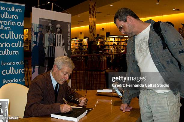 Didier Grumbach gives autograph at the publication of " Histories of Fashion" the portuguese version of his book at Cultura bookstore on June 15,...