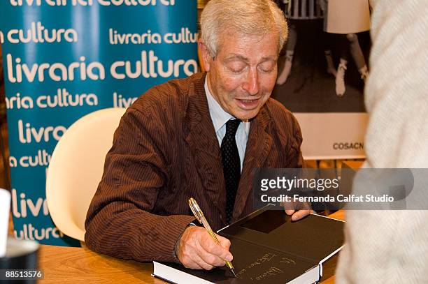 Didier Grumbach gives autograph at the publication of " Histories of Fashion" the portuguese version of his book at Cultura bookstore on June 15,...
