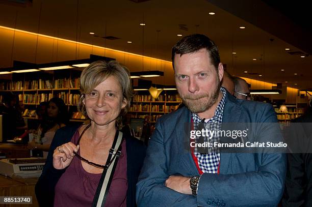 Nathalie Richard and David Ballu Lutz attend at the publication of ' Histories of Fashion' the portuguese version of Didier Grumbach's book at...