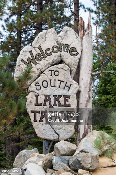 willkommen in south lake tahoe - south lake tahoe stock-fotos und bilder