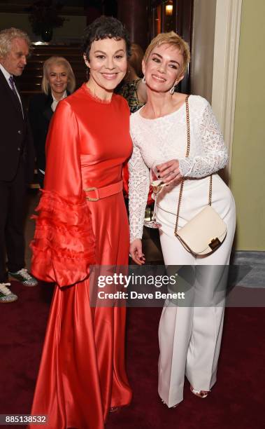 Helen McCrory and Victoria Hamilton attend the London Evening Standard Theatre Awards 2017 at the Theatre Royal, Drury Lane, on December 3, 2017 in...