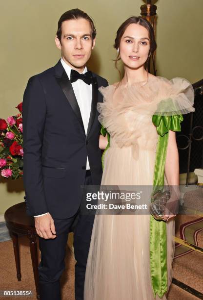 James Righton and Keira Knightley attend the London Evening Standard Theatre Awards 2017 at the Theatre Royal, Drury Lane, on December 3, 2017 in...