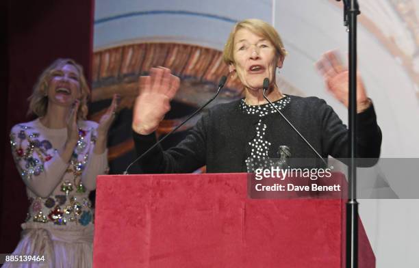 Glenda Jackson accepts the Natasha Richardson Award for Best Actress from Cate Blanchett attends the London Evening Standard Theatre Awards 2017 at...