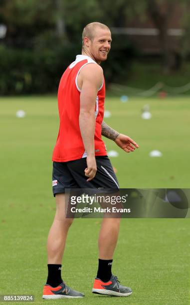 Zak Jones looks on during a Sydney Swans AFL pre-season training session at Weigall Sports Ground on December 4, 2017 in Sydney, Australia.