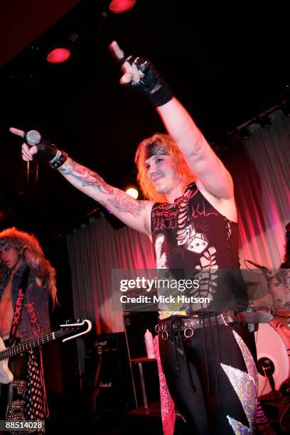 Michael Starr of Steel Panther performs on stage at the Canal Room on April 1st, 2009 in New York.