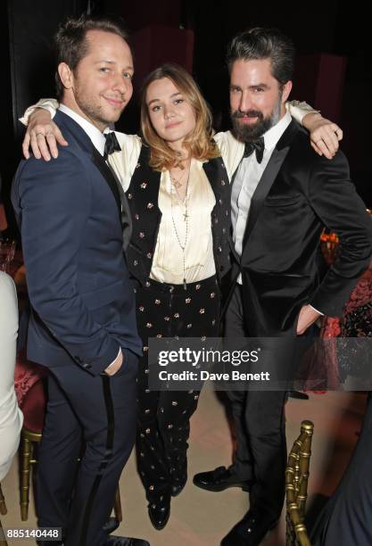 Derek Blasberg, Immy Waterhouse and Jack Guinness attend the London Evening Standard Theatre Awards 2017 at the Theatre Royal, Drury Lane, on...