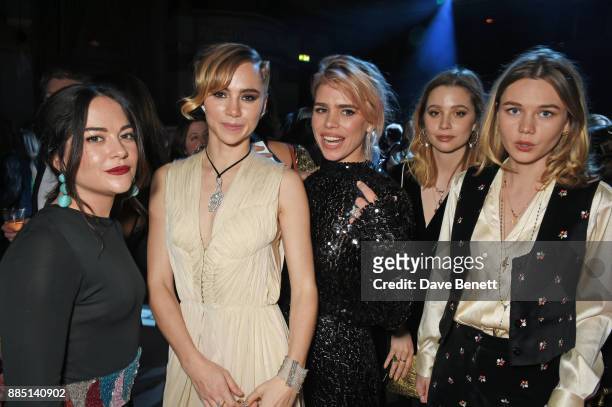 Suki Waterhouse , Billie Piper and Immy Waterhouse attend the London Evening Standard Theatre Awards 2017 after party at the Theatre Royal, Drury...