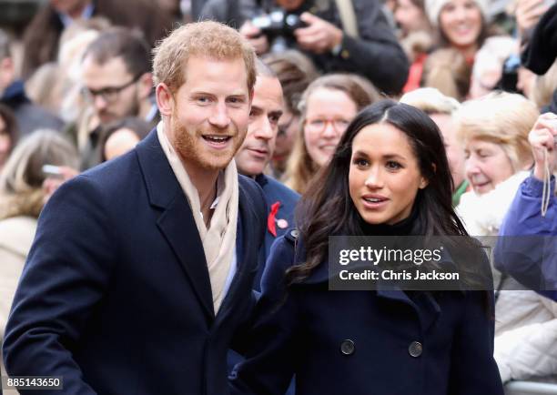 Prince Harry and Meghan Markle attends the Terrance Higgins Trust World AIDS Day charity fair at Nottingham Contemporary on December 1, 2017 in...