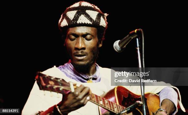 Jamaican reggae singer Jimmy Cliff performs on stage at the Hammersmith Odeon, London in November 1978.
