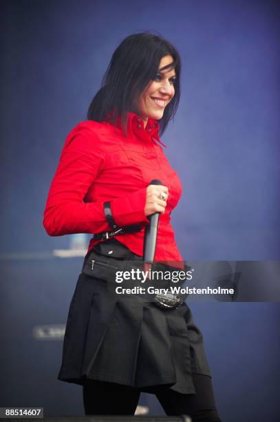 Cristina Scabbia of Lacuna Coil performs on stage on day 1 of Download Festival at Donington Park on June 12, 2009 in Donington, England.