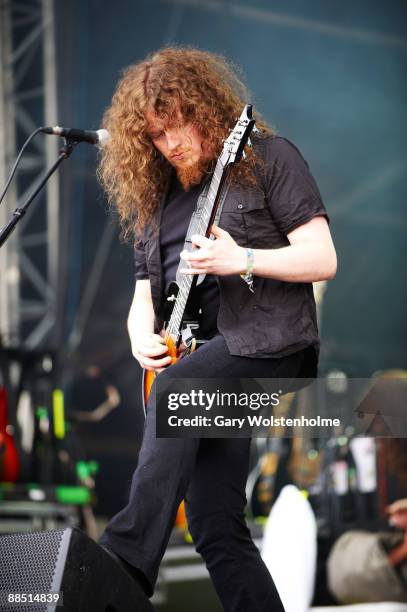 Fredrik Akesson of Opeth performs on stage on day 1 of Download Festival at Donington Park on June 12, 2009 in Donington, England.