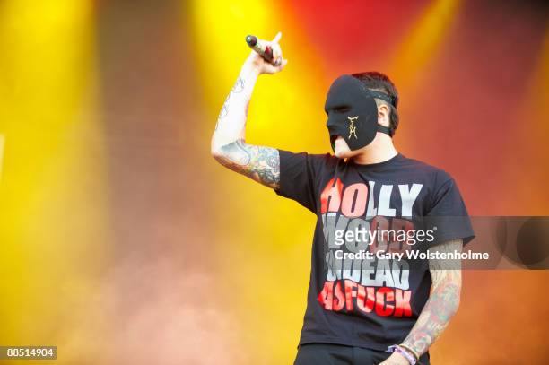 Funny Man of Hollywood Undead performs on stage on day 1 of Download Festival at Donington Park on June 12, 2009 in Donington, England.