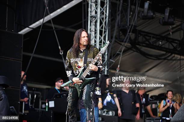 Jason Hook of Five Finger Death Punch perform on stage on day 1 of Download Festival at Donington Park on June 12, 2009 in Donington, England.