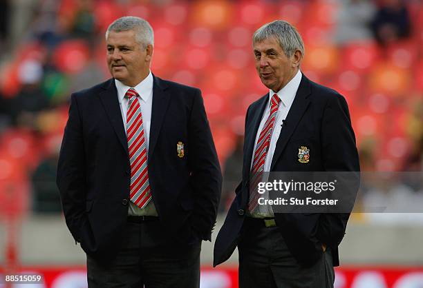 Lions coaches Ian McGeechan and Warren Gatland look on during the game between Southern Kings and British & Irish Lions at Nelson Mandela Bay Stadium...