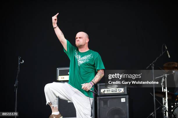 Ivan "Ghost" Moody of Five Finger Death Punch perform on stage on day 1 of Download Festival at Donington Park on June 12, 2009 in Donington, England.