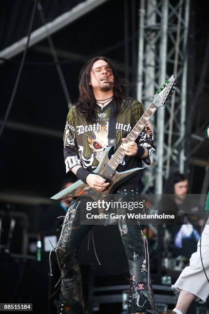 Jason Hook of Five Finger Death Punch perform on stage on day 1 of Download Festival at Donington Park on June 12, 2009 in Donington, England.