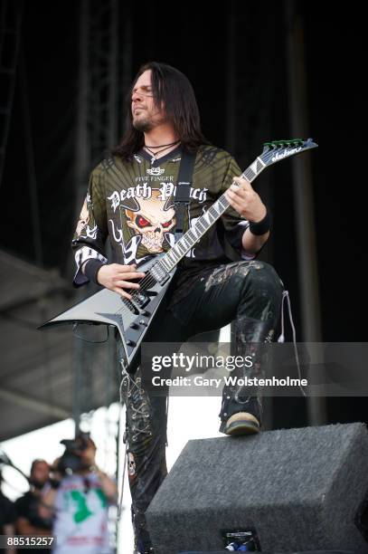 Jason Hook of Five Finger Death Punch perform on stage on day 1 of Download Festival at Donington Park on June 12, 2009 in Donington, England.