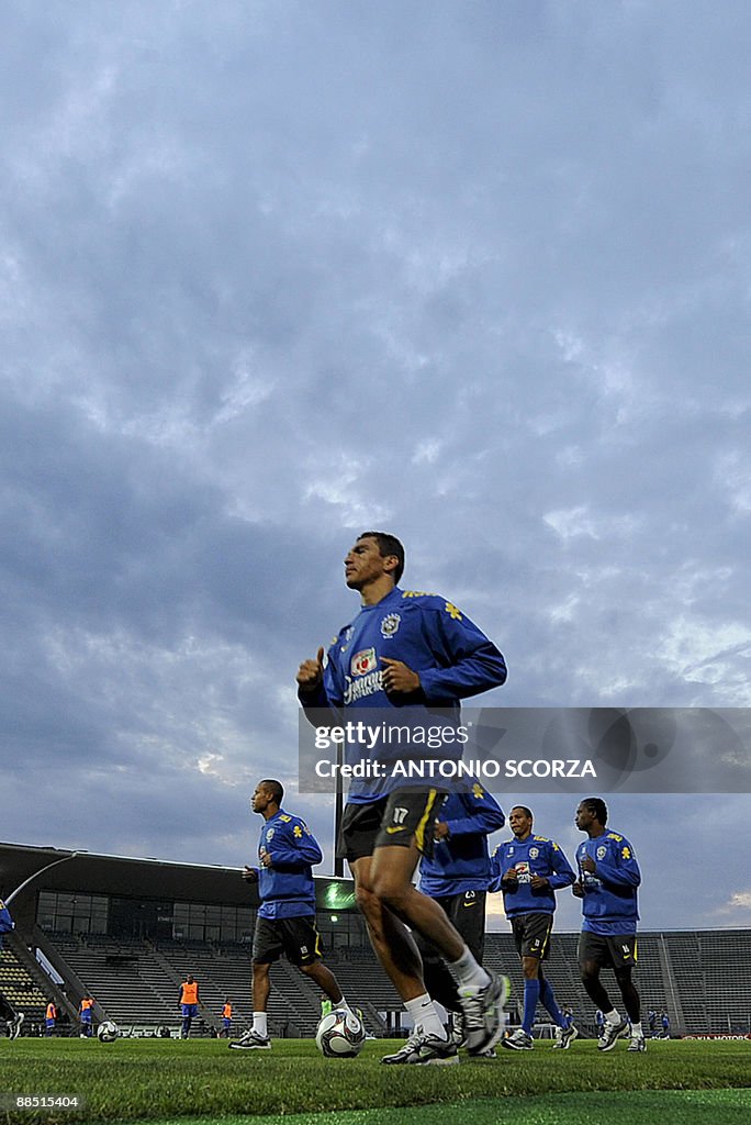 Brazil's defender Lucio takes part to a