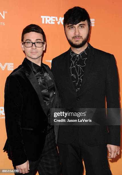 Designer Christian Siriano and singer Brad Walsh attend The Trevor Project's 2017 TrevorLIVE LA at The Beverly Hilton Hotel on December 3, 2017 in...