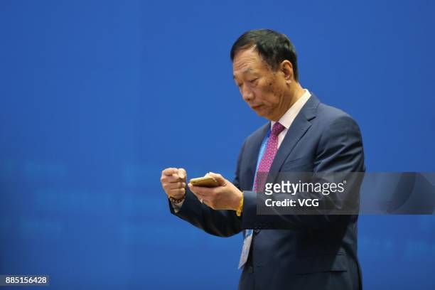 Foxconn Technology Group Chairman Terry Gou Taiming attends the "Global Digital Economy: In-depth Cooperation for Mutual Benefits" forum on day two...