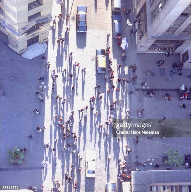 pedestrians in downtown santiago, chile - chile aerial stock pictures, royalty-free photos & images