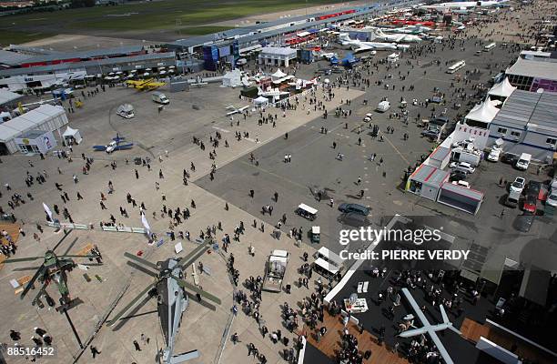 General view taken on June 16, 2009 during the 48th international Paris Air Show at Le Bourget airport. Aviation manufacturers sought Monday to lift...