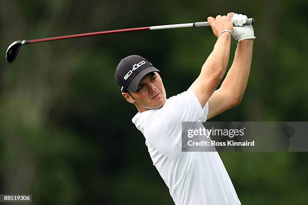 Martin Kaymer of Germany hits a shot during the second day of previews to the 109th U.S. Open on the Black Course at Bethpage State Park on June 16,...