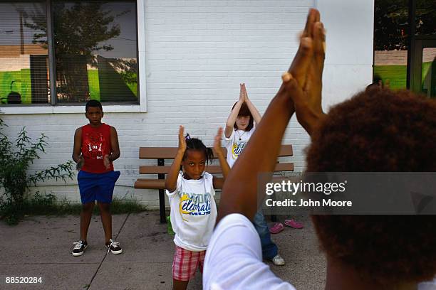 Homeless children practice a dance routine for a talent show at the Family Gateway family homeless shelter on June 15, 2009 in Dallas, Texas. More...