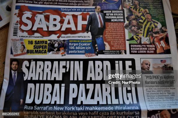 Photo taken in Ankara, Turkey on December 4, 2017 shows that Sabah, a Turkish pro-government daily newspaper, reveals handwritten notes allegedly...