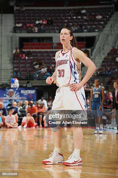 Katie Smith of the Detroit Shock stands on the court during the game against the Washington Mystics on June 10, 2009 at The Palace of Auburn Hills in...