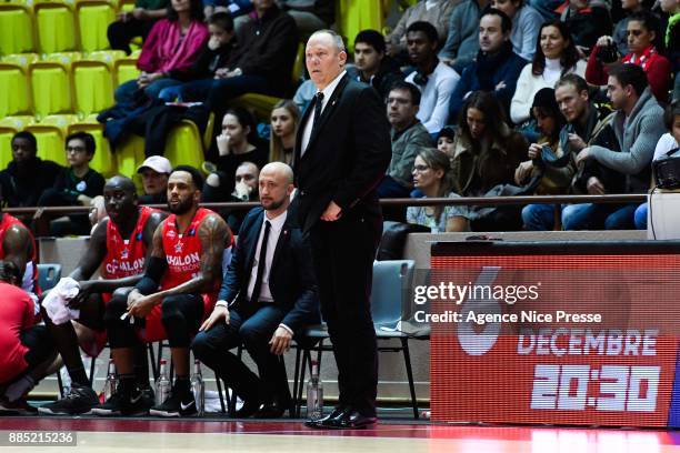 Heah coach Jean-Denys Choulet of Chalon during the french Pro A match between Monaco and Chalon sur Saone on December 2, 2017 in Monaco, Monaco.